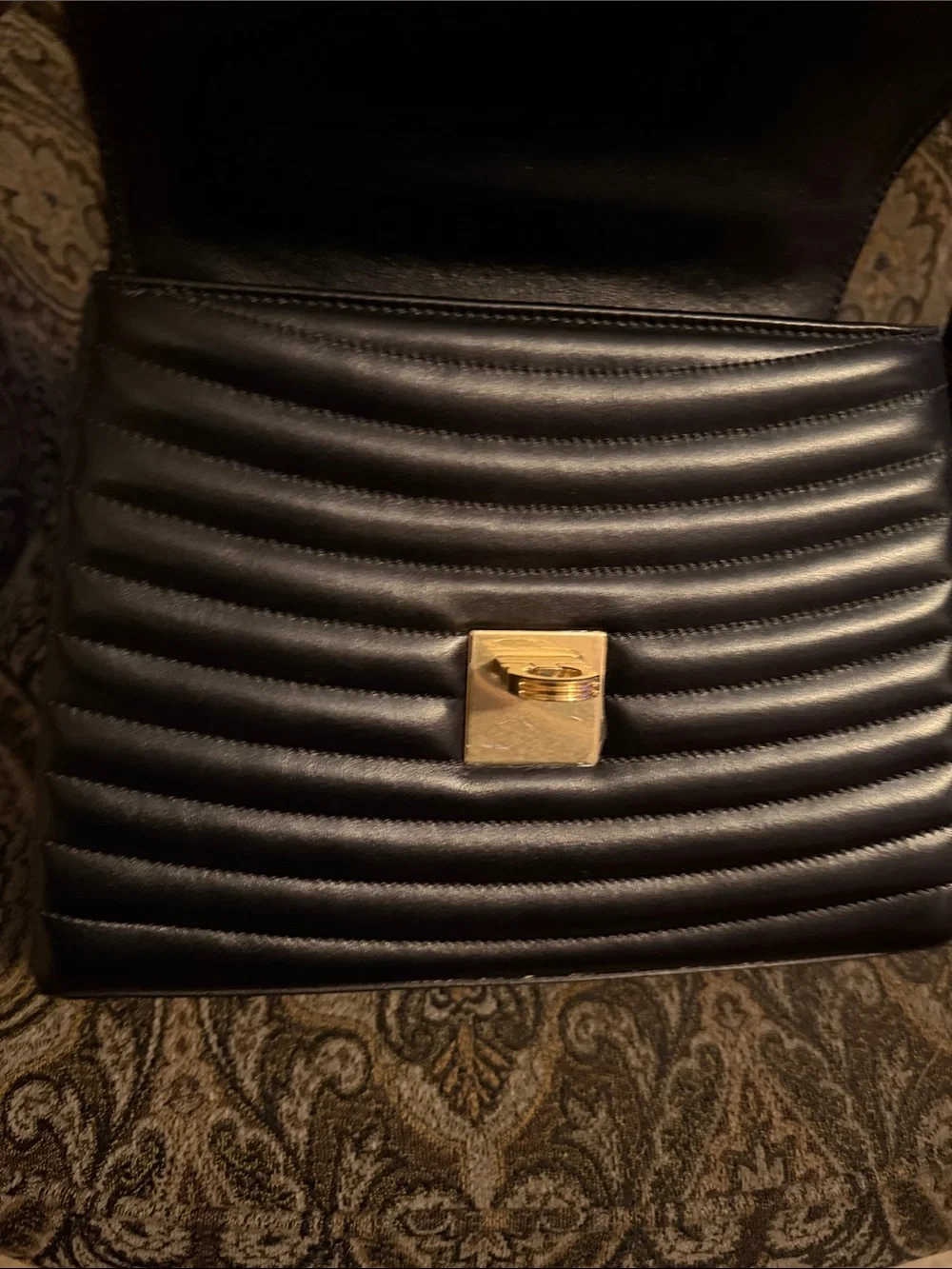 Salvatore Ferragamo Black Quilted Leather Shoulder Bag with Gold Chain Strap